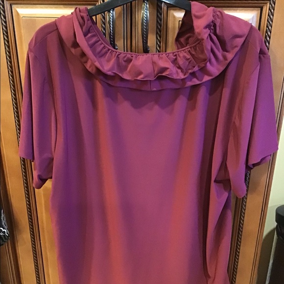 Cato woman top 22/24W made in Indonesia burgundy blouse boho plus size EUC - Picture 6 of 8